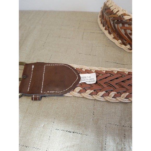 Jute Brown Vegan Leather Women's Woven‎ Belt Size 7-9 /36 Length Festival Boho - Picture 4 of 5
